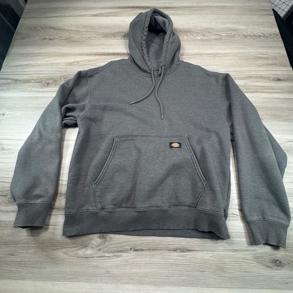 Dickies Men's‎ Dark Gray Sherpa Lined Hoodie Pullover Sweatshirt Size L